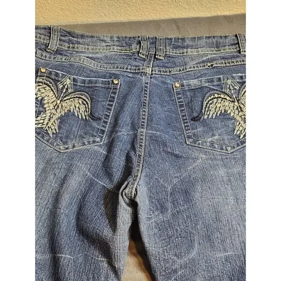 HIPSTAR Jeans Women's 36x31 Blue Medium Wash Boot Cut Flare Denim Jeans - Picture 12 of 15